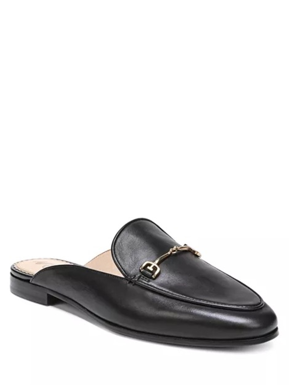 Sam Edelman Black Leather Backless Mule with Gold Horsebit